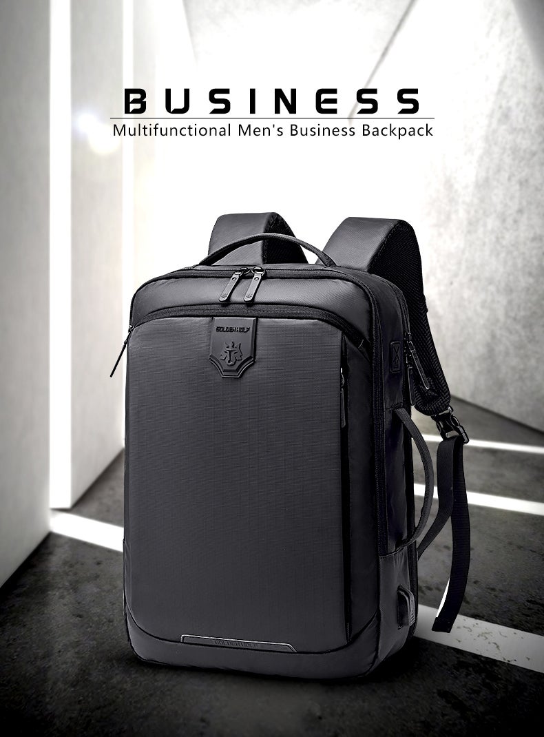 جولدن وولف GB00450 حقيبة ظهر لابتوب قابلة للتحويل مقاومة للرذاذ 15.6" - لون اسود — جولدين وولف - Image 3